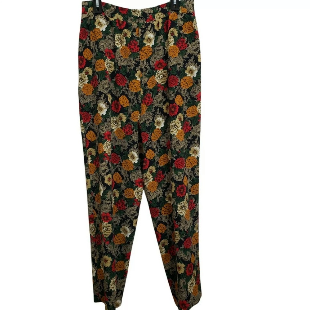 Vintage high waisted floral pleated trousers
